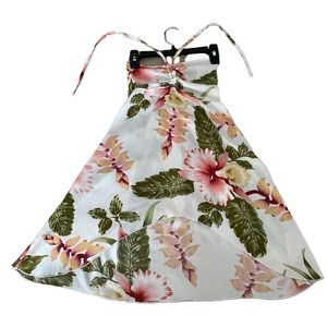 Floral  Print Girl’s Hula Hula Hawaii Midi Dress Size: 4 White/ Pink/ Green